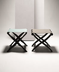 Elica Oak Wood Folding Stool | Luggage Rack with Leather Seat and Magnetic Closure