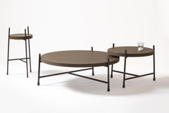 × Stephane Parmentier Oblivion Leather-Covered Coffee Table, Round with Metal Legs