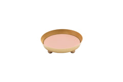 Monza Metal Valet Tray With Removable Leather Placemat Round Mini