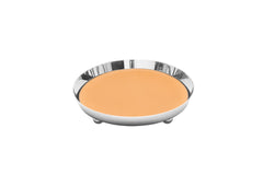 Monza Metal Valet Tray With Removable Leather Placemat Round Small