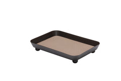 Monza Metal Valet Tray With Removable Leather Placemat Rectangular Small