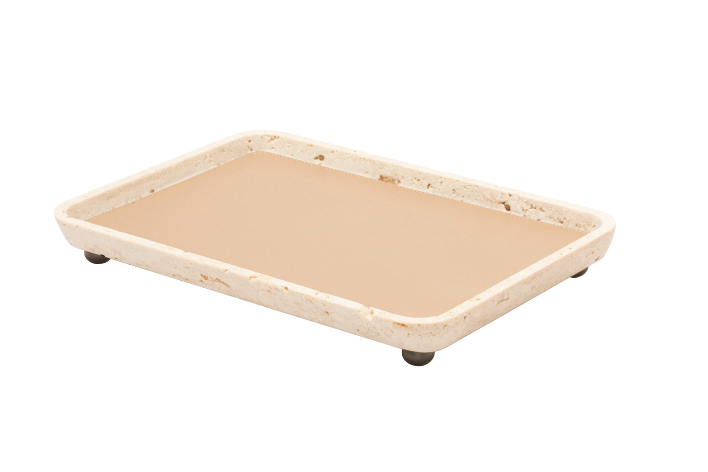 Monza Marble Valet Tray, Rectangular L with Removable Leather Placemat