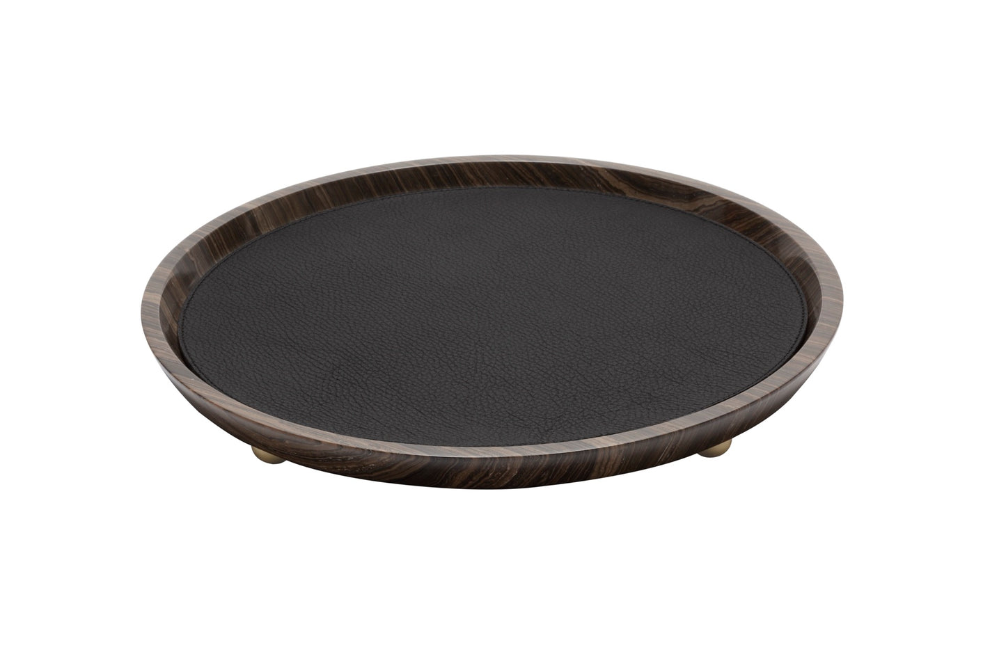Monza Marble Valet Tray, Round L with Removable Leather Placemat