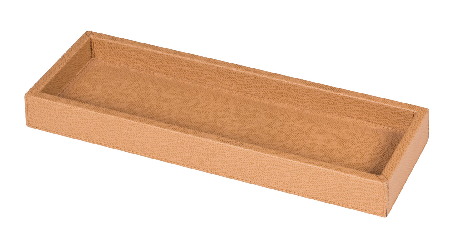 Vide-poches rectangulaire en bois recouvert de cuir souple avec surface rembourrée