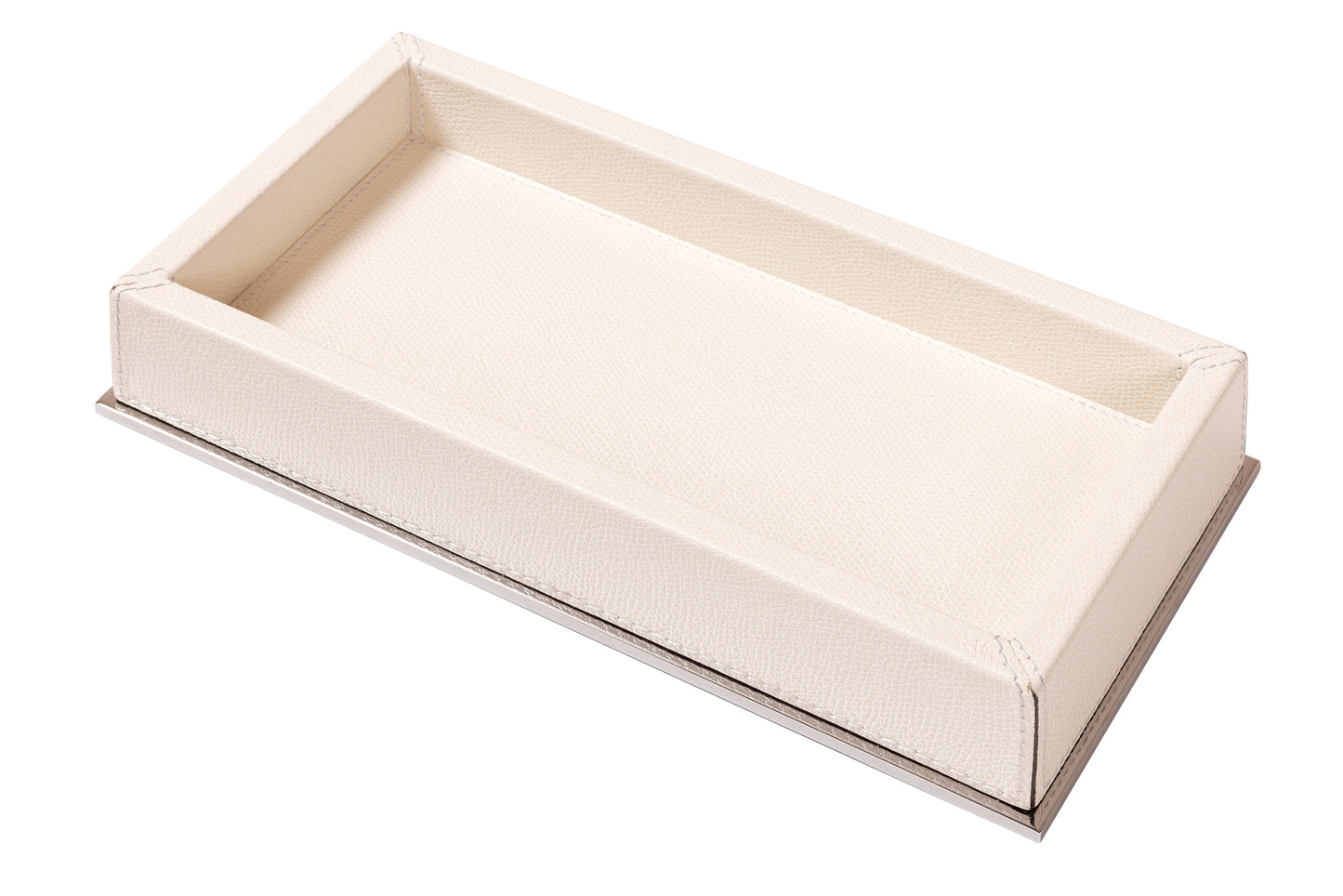 Firenze Leather-Covered Wood Valet Tray, Rectangular