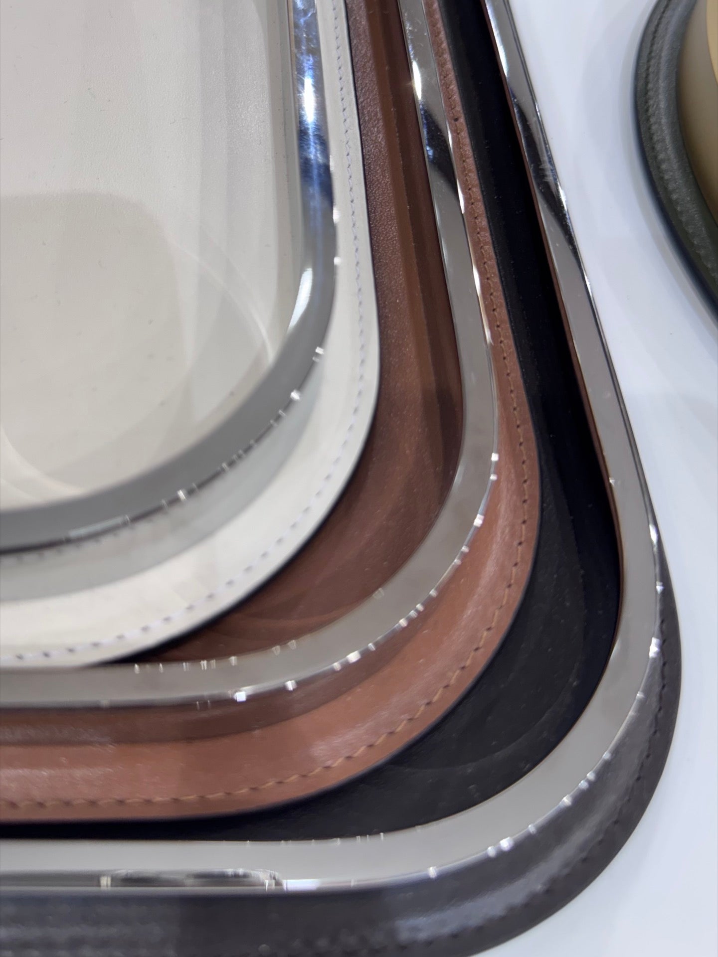 Regis Leather-Covered Valet Tray Square w Metal Base