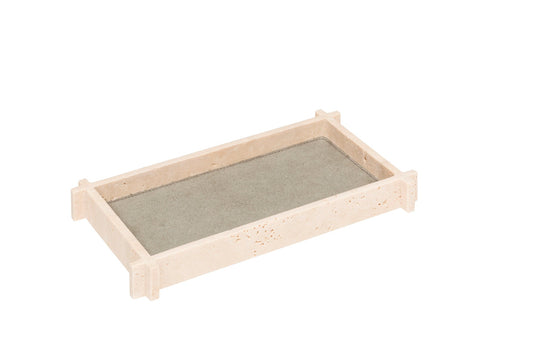 Structura Leather & Travertine Marble Valet Tray Rectangular