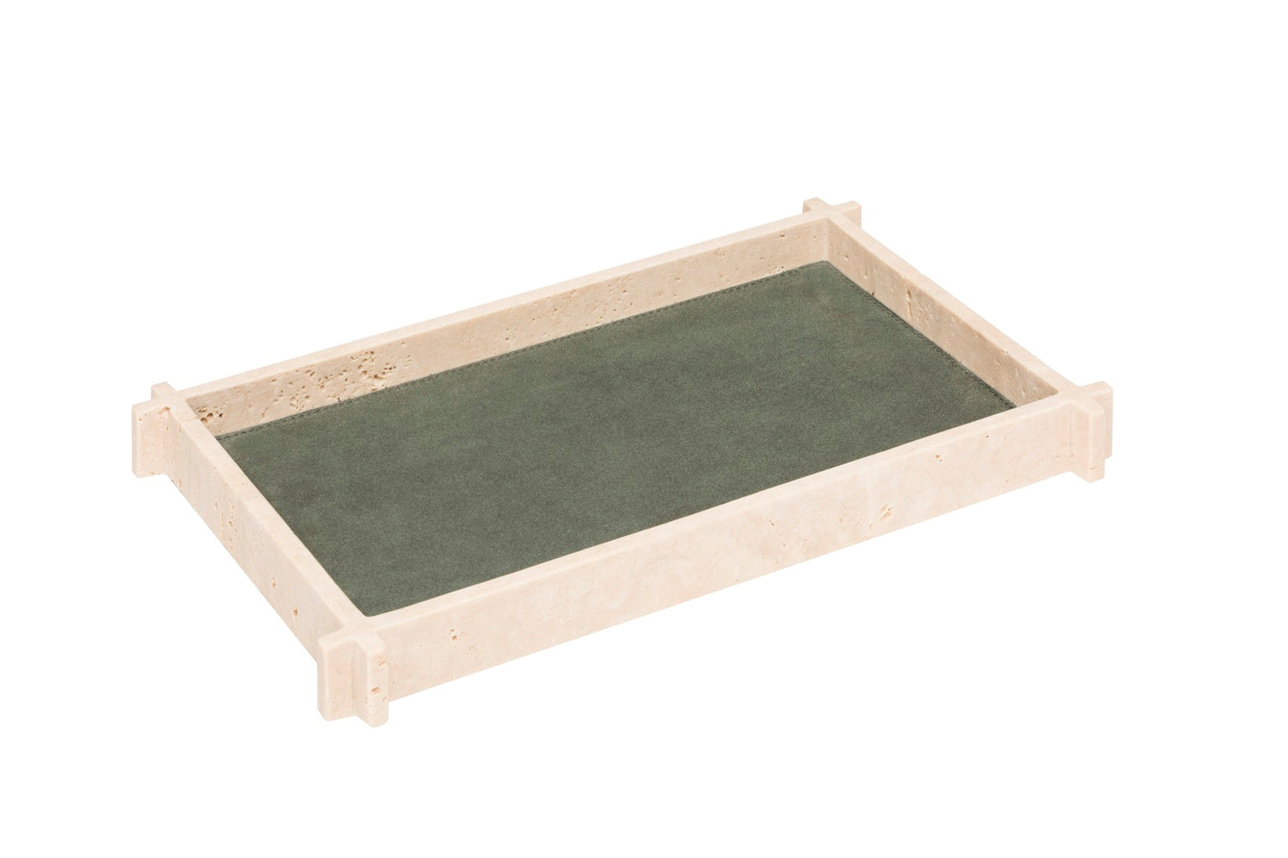 Structura Leather & Travertine Marble Valet Tray Rectangular