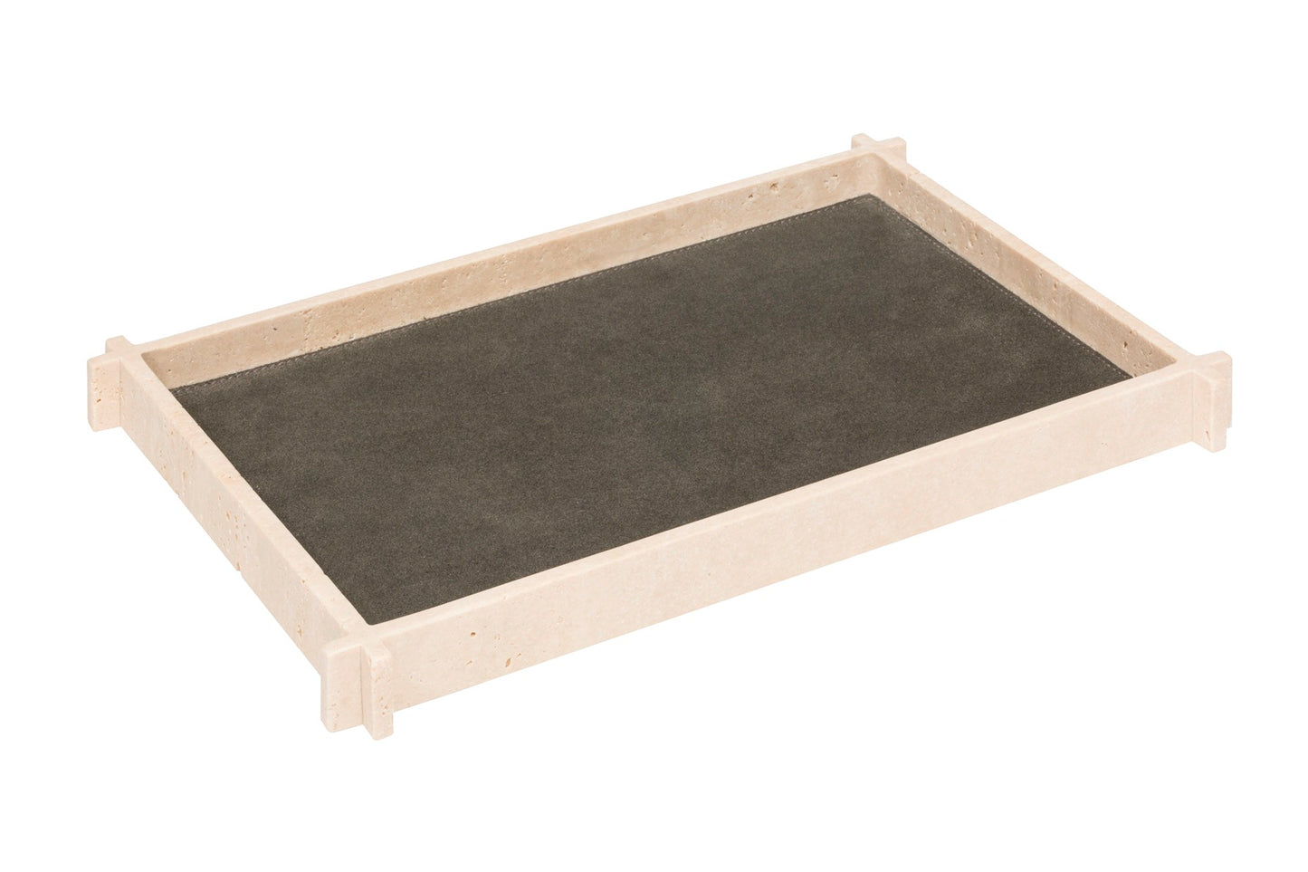 Structura Leather & Travertine Marble Valet Tray Rectangular