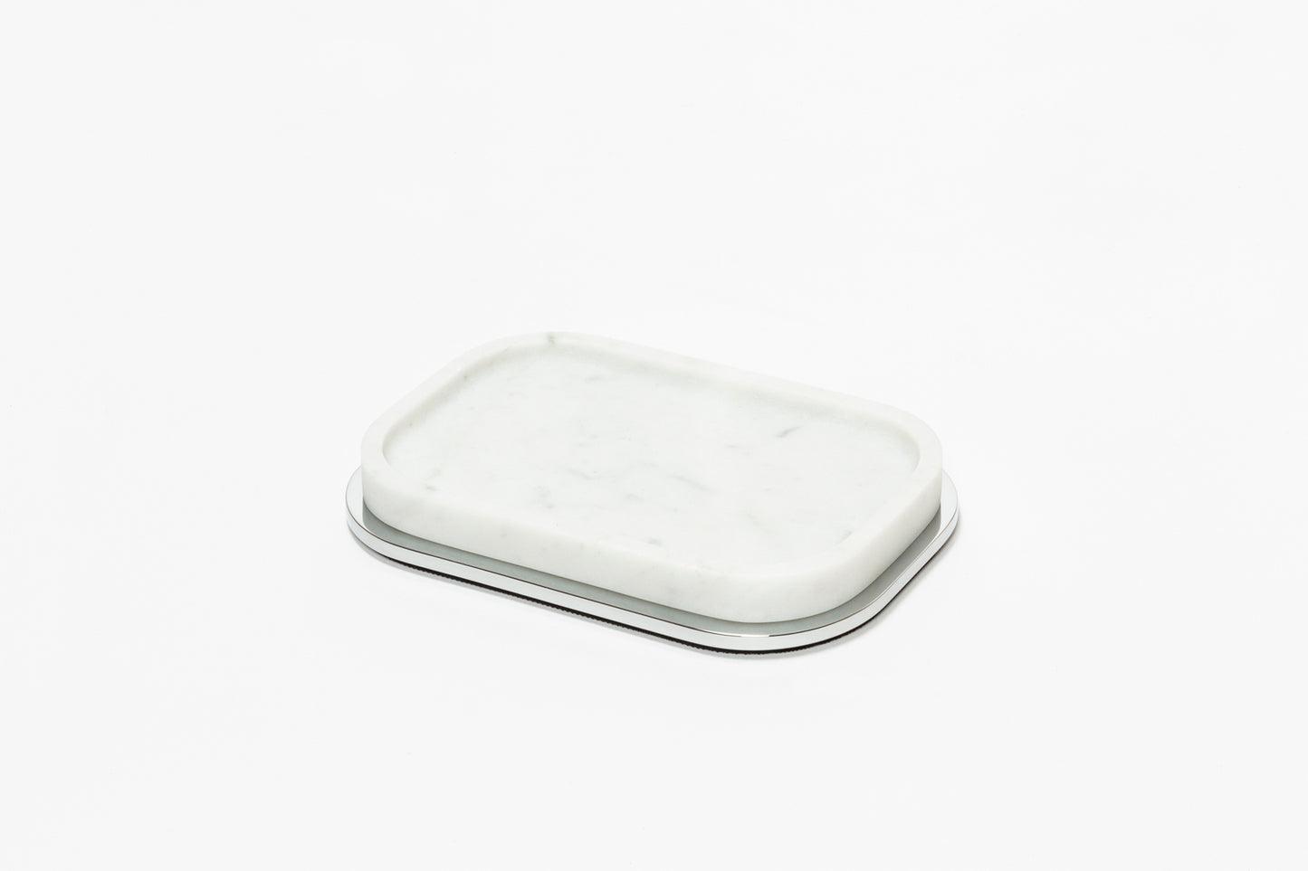 Giobagnara Polo Marble Valet Tray | Marble Structure with Brass Base Frame | Non-Slip Waterproof Rubber Base | Part of Polo Marble Bathroom Set | Iconic Silhouette with Rounded Corners | Unique and Exclusive Design | Explore the Polo Marble Bathroom Collection at 2Jour Concierge, #1 luxury high-end gift & lifestyle shop
