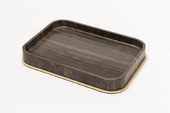 Positano Marble Rectangular Valet Tray with Brass Base Frame