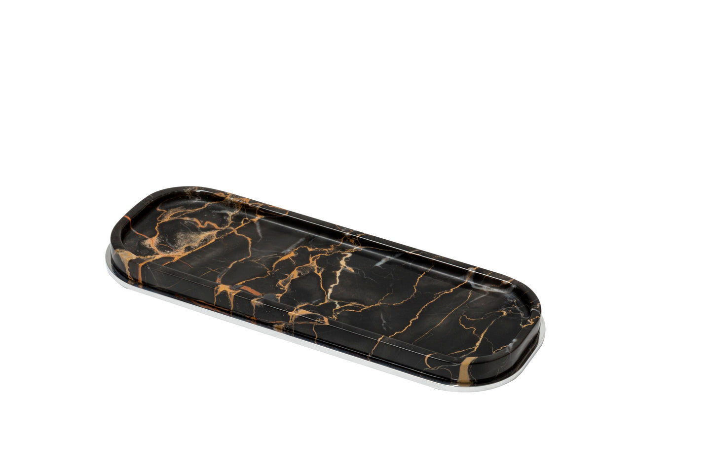 Giobagnara Positano Marble Valet Tray Long Rectangular | Marble Structure with Brass Base Frame | Non-Slip Waterproof Rubber Base | Stylish and Functional Home Organization | Explore a Range of Luxury Home Decor at 2Jour Concierge, #1 luxury high-end gift & lifestyle shop