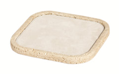 Polo Marmo Stackable Marble Valet Tray with Leather Insert and Suede Bottom Square Mini