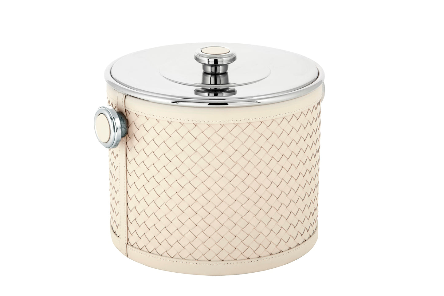 Menfi Handwoven Leather Ice Bucket by Riviere | Stainless steel structure | Covered with handwoven leather | Barware and Ice Buckets | 2Jour Concierge, your luxury lifestyle shop