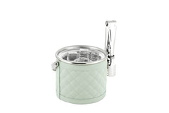 Menfi Eisbehälter aus Stahl mit gestepptem Rautenmuster und Lederbezug