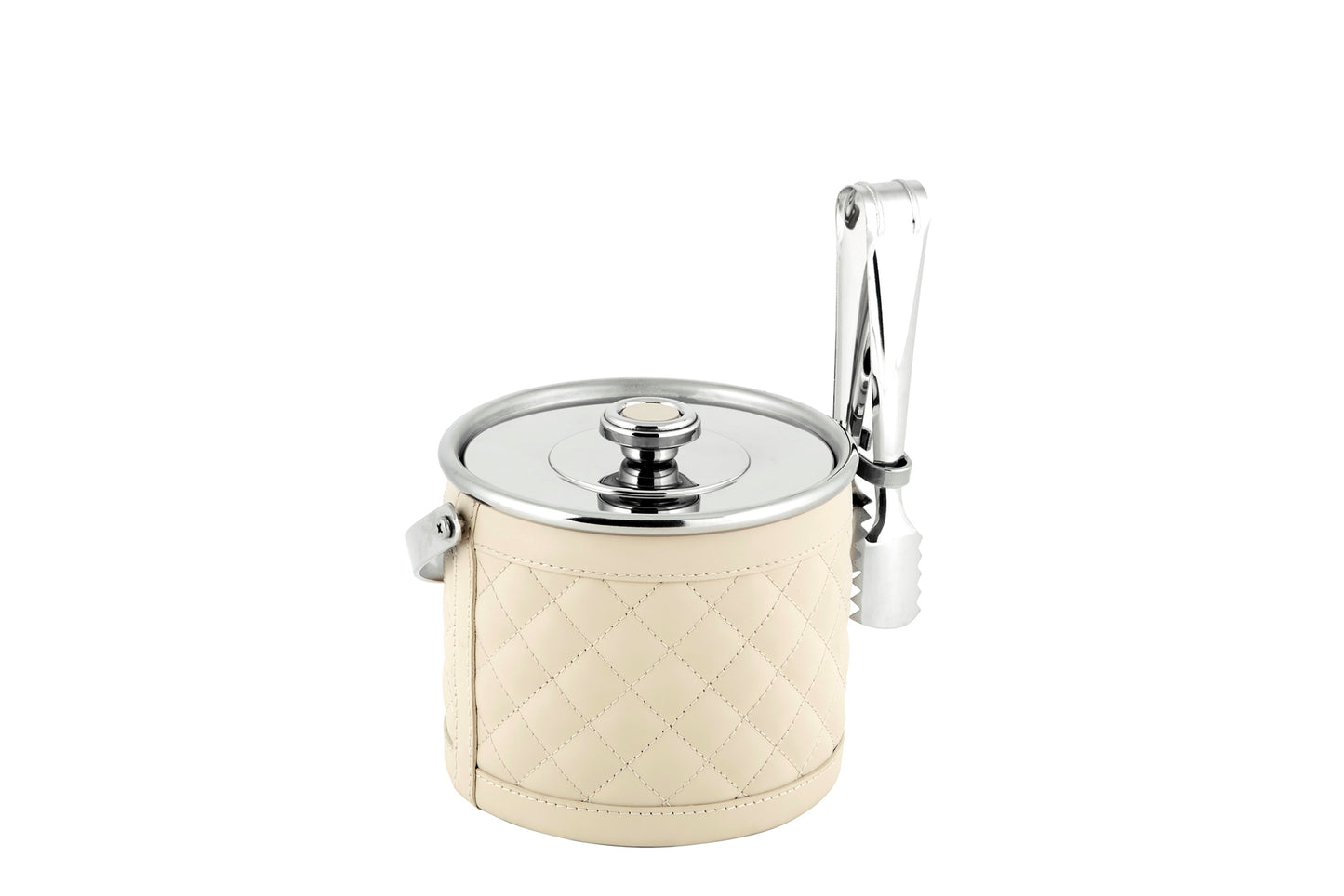Menfi Diamonds Ice Bucket by Riviere | Stainless steel structure | Covered with quilted diamonds padded leather | Barware and Ice Buckets | 2Jour Concierge, your luxury lifestyle shop