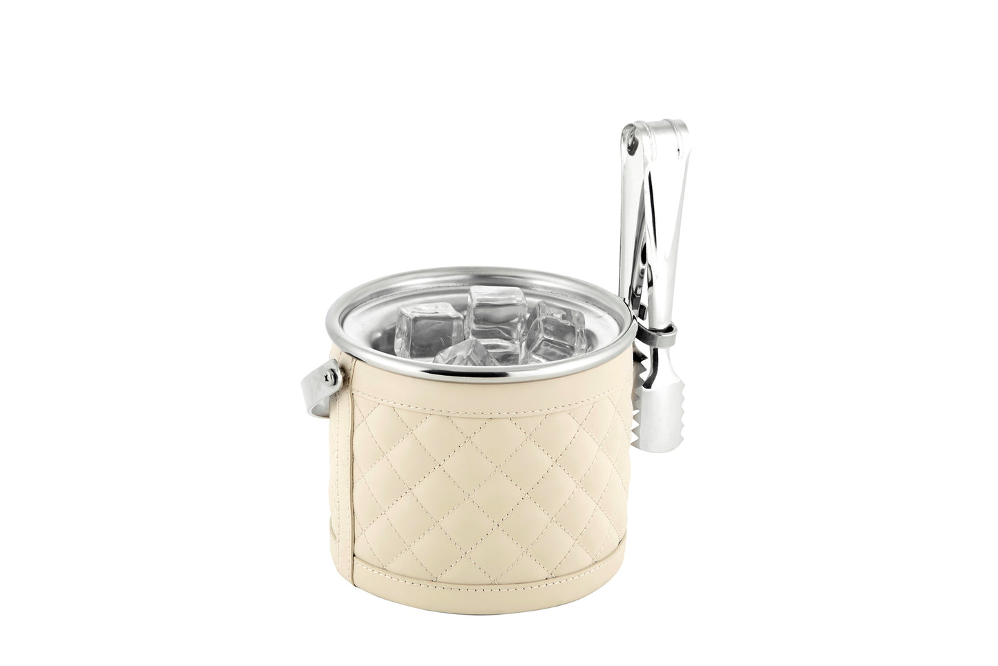 Menfi Diamonds Ice Bucket by Riviere | Stainless steel structure | Covered with quilted diamonds padded leather | Barware and Ice Buckets | 2Jour Concierge, your luxury lifestyle shop