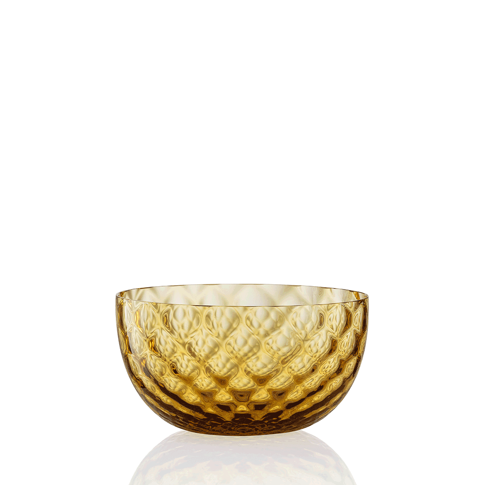 NasonMoretti Idra bowl – single | Hand-blown Murano glass bowl available in six exquisite textures: optic, twisted optic, torsé, lente, striped, and balloton | A versatile accent for serving or display, offered in a rich palette including amber, avio blue, grey, transparent, soraya green, and violet | Elegant, compact form adds refined charm to any table setting | Design by NasonMoretti | Tableware & bowls | 2Jour Concierge, your luxury lifestyle shop