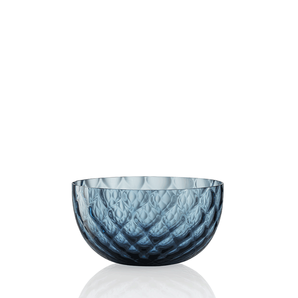 NasonMoretti Idra bowl – single | Hand-blown Murano glass bowl available in six exquisite textures: optic, twisted optic, torsé, lente, striped, and balloton | A versatile accent for serving or display, offered in a rich palette including amber, avio blue, grey, transparent, soraya green, and violet | Elegant, compact form adds refined charm to any table setting | Design by NasonMoretti | Tableware & bowls | 2Jour Concierge, your luxury lifestyle shop