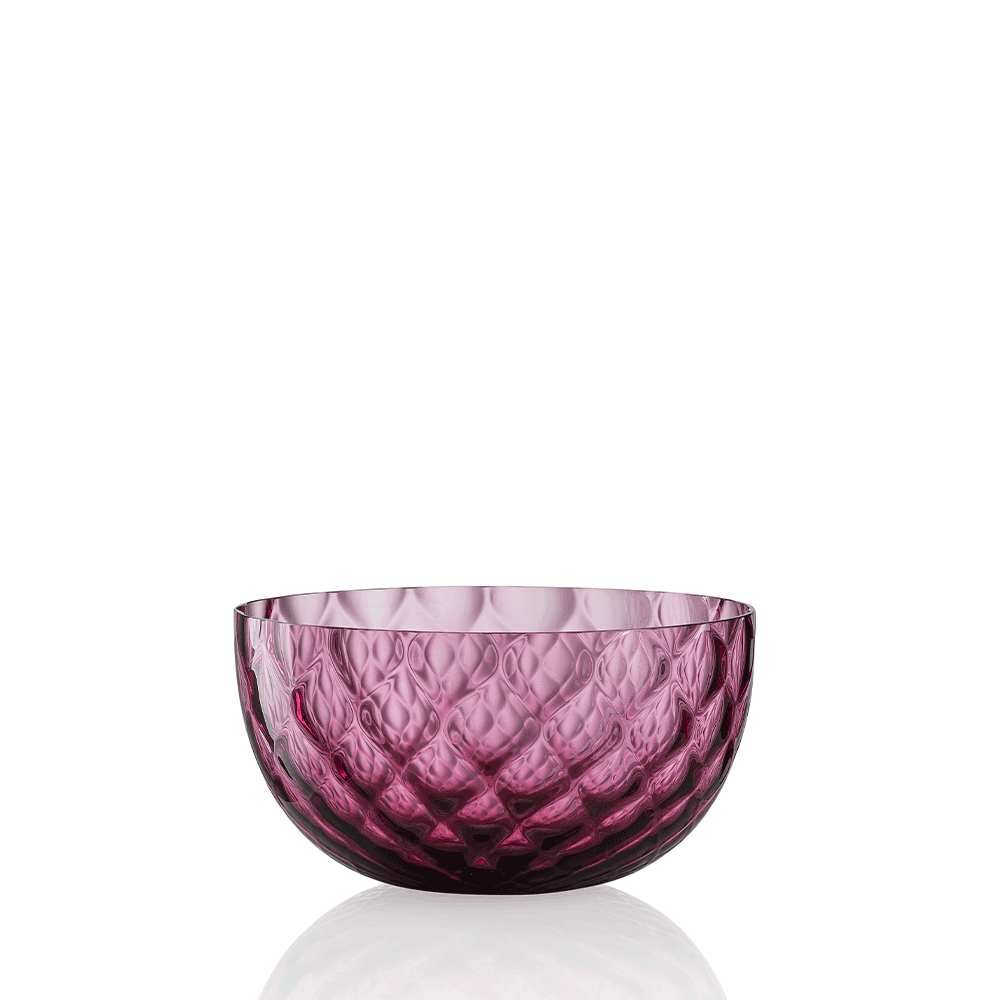 NasonMoretti Idra bowl – single | Hand-blown Murano glass bowl available in six exquisite textures: optic, twisted optic, torsé, lente, striped, and balloton | A versatile accent for serving or display, offered in a rich palette including amber, avio blue, grey, transparent, soraya green, and violet | Elegant, compact form adds refined charm to any table setting | Design by NasonMoretti | Tableware & bowls | 2Jour Concierge, your luxury lifestyle shop