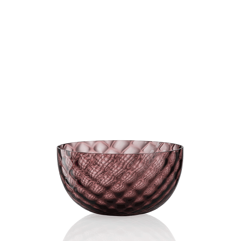 NasonMoretti Idra bowl – single | Hand-blown Murano glass bowl available in six exquisite textures: optic, twisted optic, torsé, lente, striped, and balloton | A versatile accent for serving or display, offered in a rich palette including amber, avio blue, grey, transparent, soraya green, and violet | Elegant, compact form adds refined charm to any table setting | Design by NasonMoretti | Tableware & bowls | 2Jour Concierge, your luxury lifestyle shop