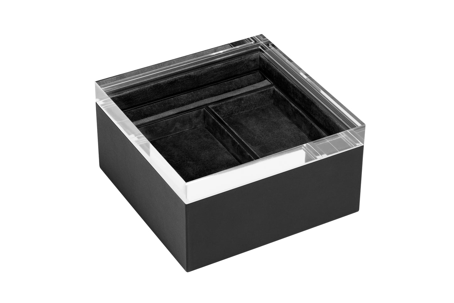 Riviere Febe Leather-Covered Jewellery Box with Removable Tray | Elegant Design with Removable Tray for Organizing Jewelry | Suede Lining and Plain Acrylic Lid for Sophisticated Touch | Explore a Range of Luxury Jewellery Boxes at 2Jour Concierge, #1 luxury high-end gift & lifestyle shop