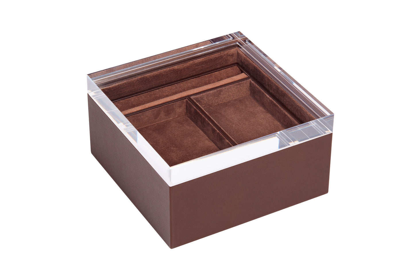 Riviere Febe Leather-Covered Jewellery Box with Removable Tray | Elegant Design with Removable Tray for Organizing Jewelry | Suede Lining and Plain Acrylic Lid for Sophisticated Touch | Explore a Range of Luxury Jewellery Boxes at 2Jour Concierge, #1 luxury high-end gift & lifestyle shop