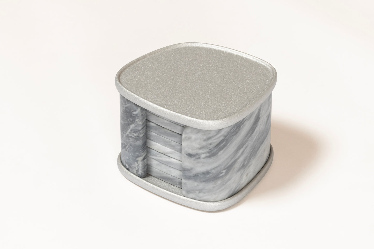 Maris Coaster Holder | Marble-accented coaster holder combining functionality with contemporary elegance | Available in multiple marble finishes | Barware | 2Jour Concierge, your luxury lifestyle shop