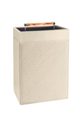 Frida Handwoven Leather Laundry Basket With Bamboo Handle