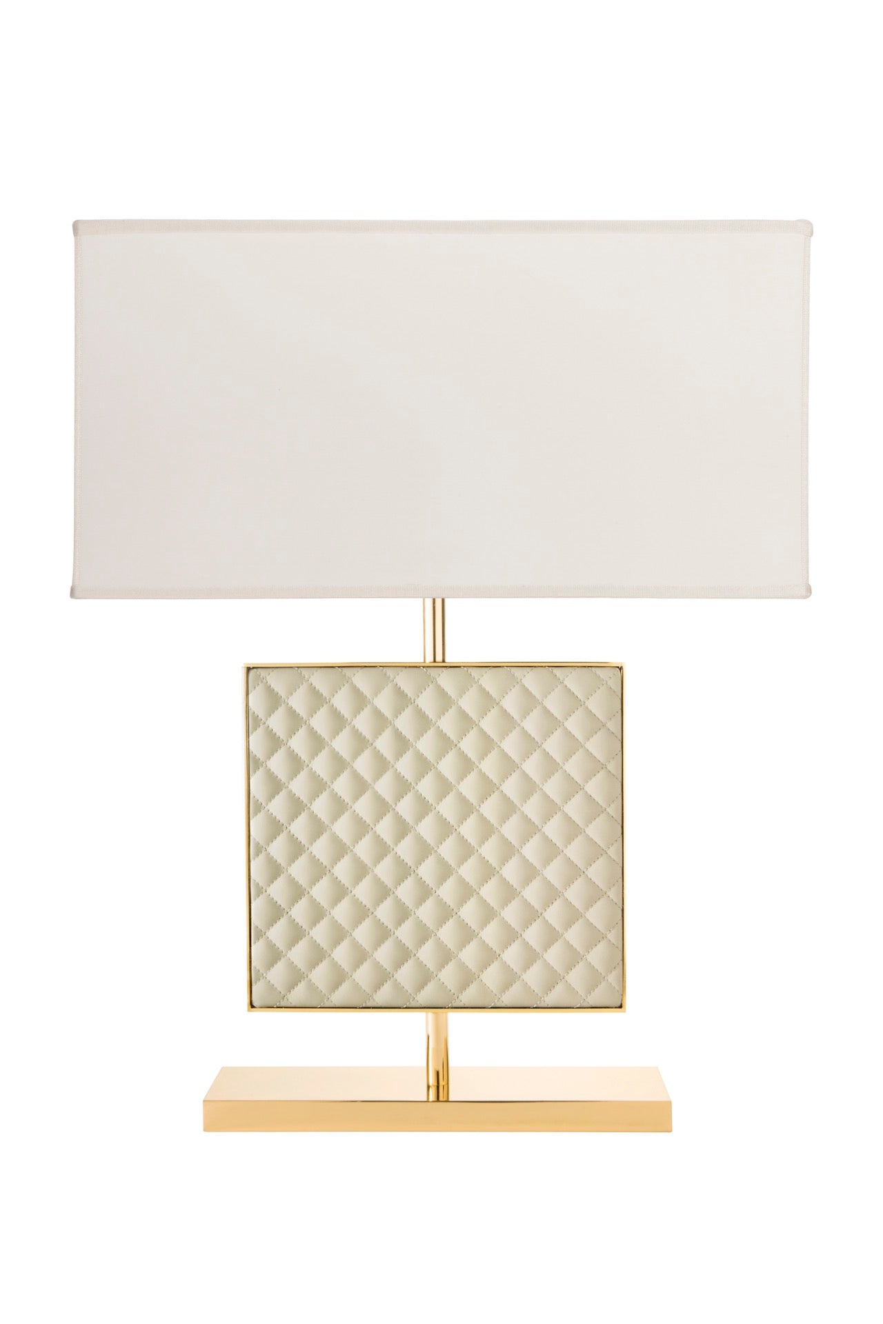 Ebe Quilted Diamonds Leather Table Lamp with Metal Base
