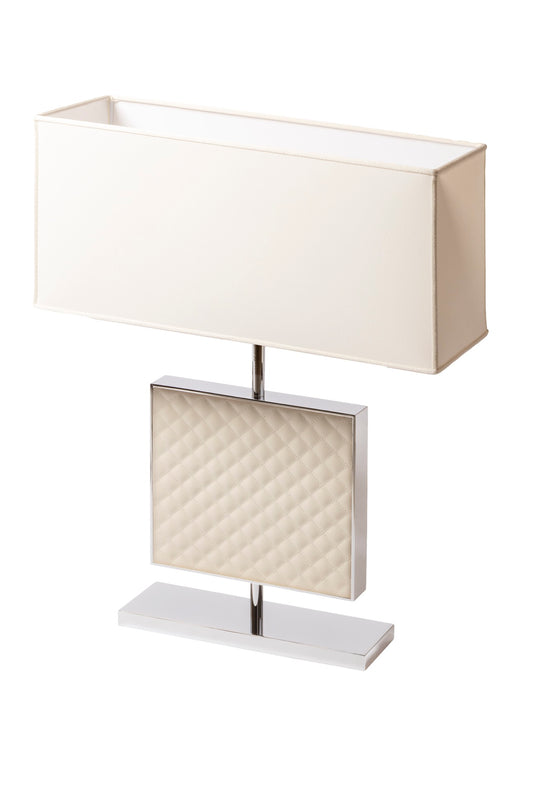 Ebe Quilted Diamonds Leather Table Lamp with Metal Base