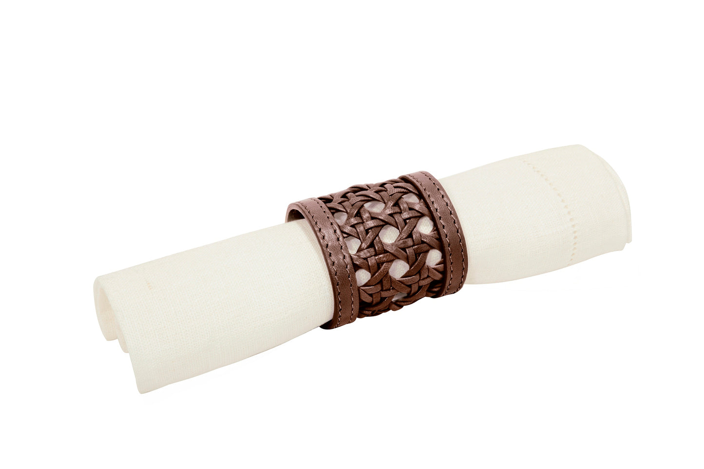 Nino Napkin Ring by Riviere | Leather napkin ring | Available in handwoven, quilted diamonds, and hand-braided leather | Tableware and Napkin Rings | 2Jour Concierge, your luxury lifestyle shop