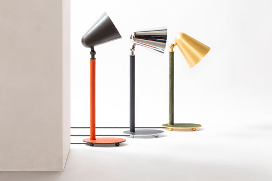 Monza Table Lamp by Giobagnara | Partially Leather-Covered Metal Structure in Various Finishes | Metal Rounded Feet for Stability | A Sleek and Modern Lighting Solution for Your Space