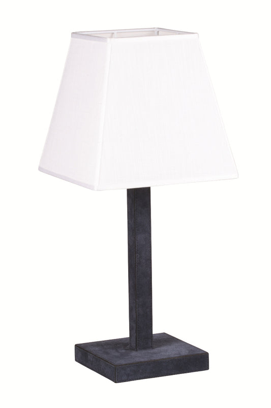 Light Table Lamp by Giobagnara | Crafted from Leather-Covered Wood and Metal Base | White Linen Lampshade with Fireproof Diffuser | E27 100W Light Bulb | Illuminate Your Space with Understated Elegance | Available at 2Jour Concierge, #1 luxury high-end gift & lifestyle shop