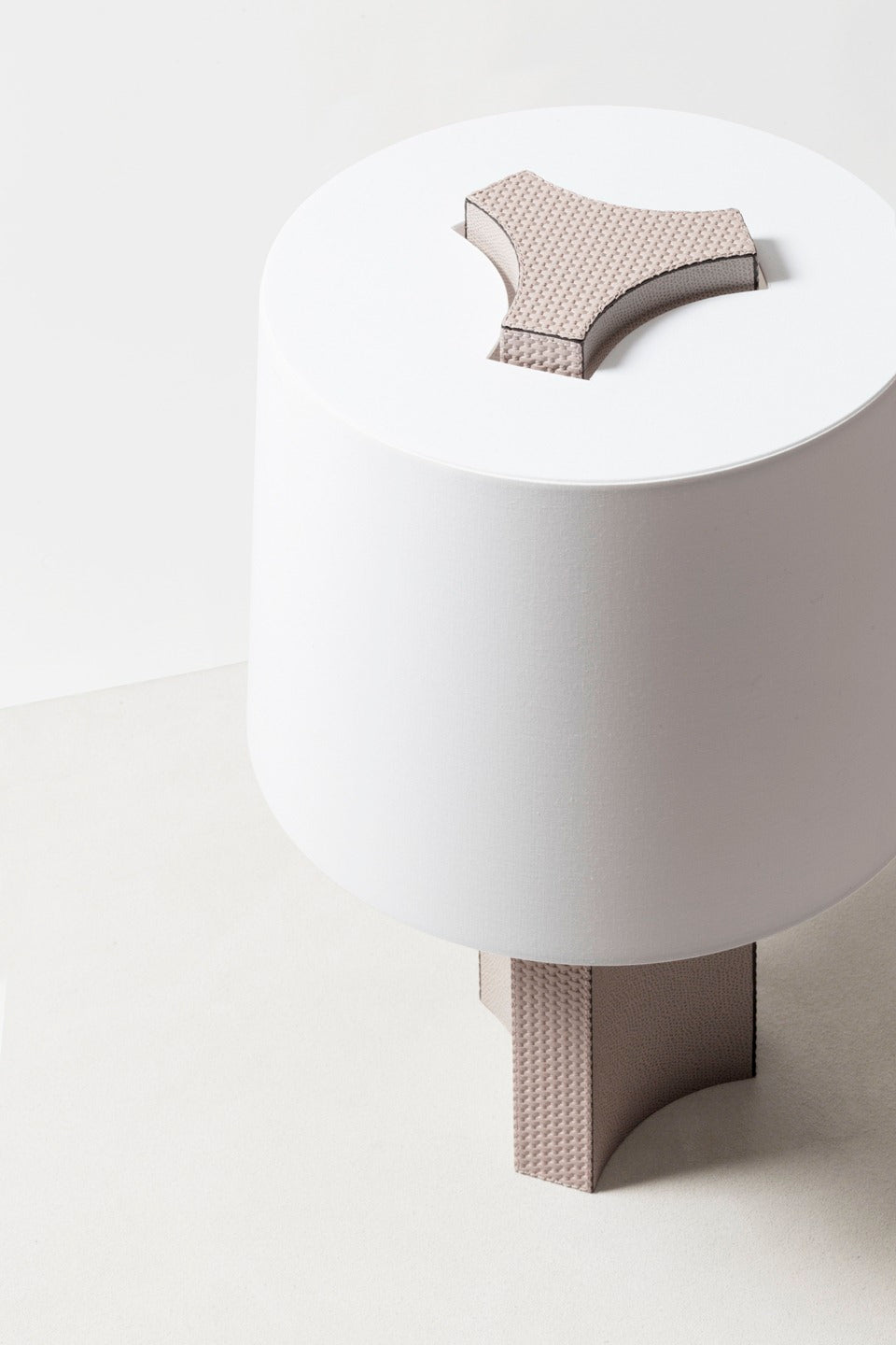 Enea Table Lamp by Giobagnara | Leather-Covered Wood Base with a Fine Linen Lampshade | Inspired by Classical Antiquity, Echoing Ancient Greek Columns | Featuring Elegant Curves and Edges for Captivating Light Plays | Available at 2Jour Concierge, #1 luxury high-end gift & lifestyle shop