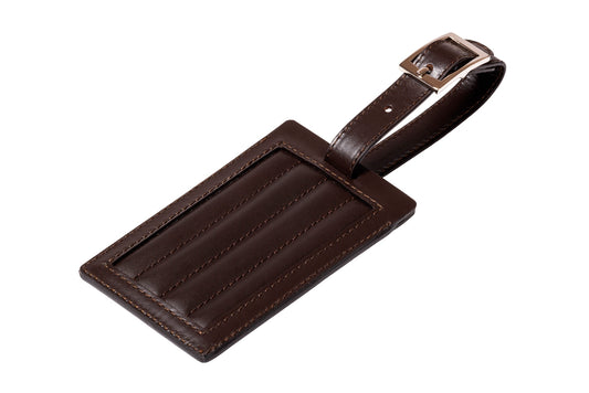 Rivière Lines Luggage Tag | Quilted lines padded leather luggage tag combining sleek design with functionality | Available in two sizes | Travel Accessories | 2Jour Concierge, your luxury lifestyle shop