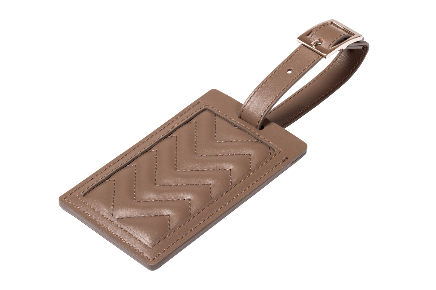 Rivière Herringbone Luggage Tag | Quilted herringbone padded leather luggage tag for timeless elegance | Available in two sizes | Travel Accessories | 2Jour Concierge, your luxury lifestyle shop