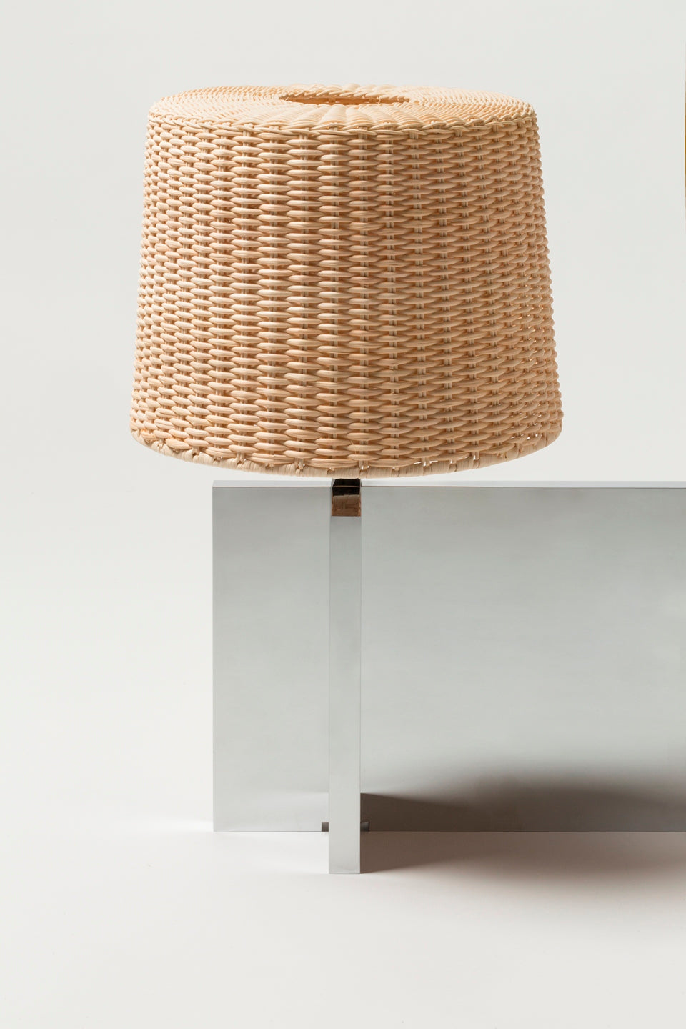 x Stéphane Parmentier Lipari Woven Rattan Table Lamp On Aluminium Base
