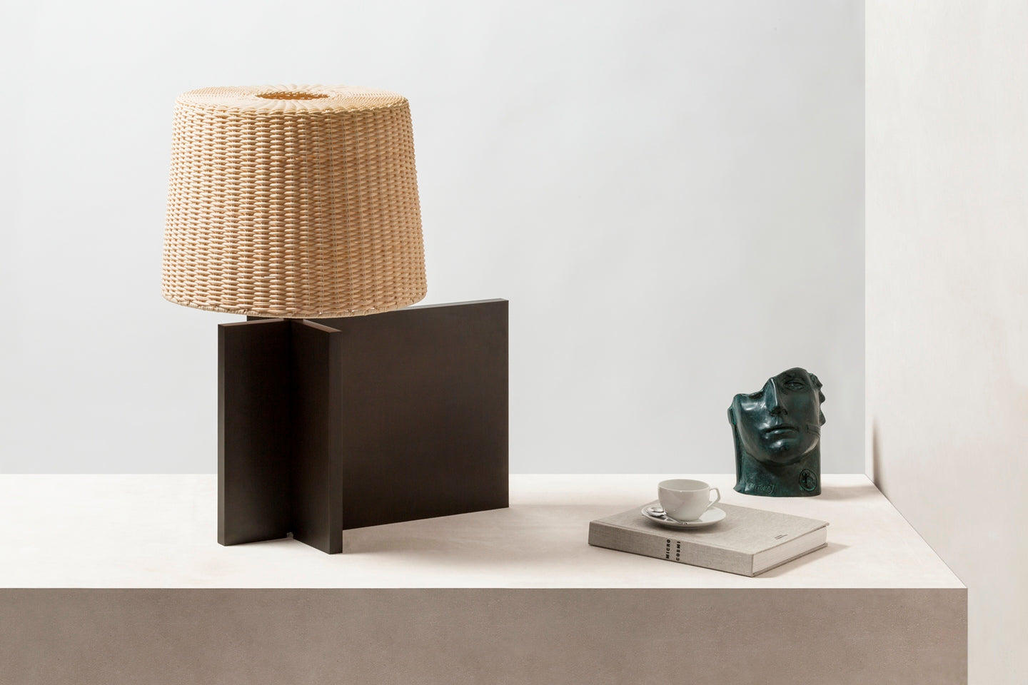 x Stéphane Parmentier Lipari Woven Rattan Table Lamp On Aluminium Base