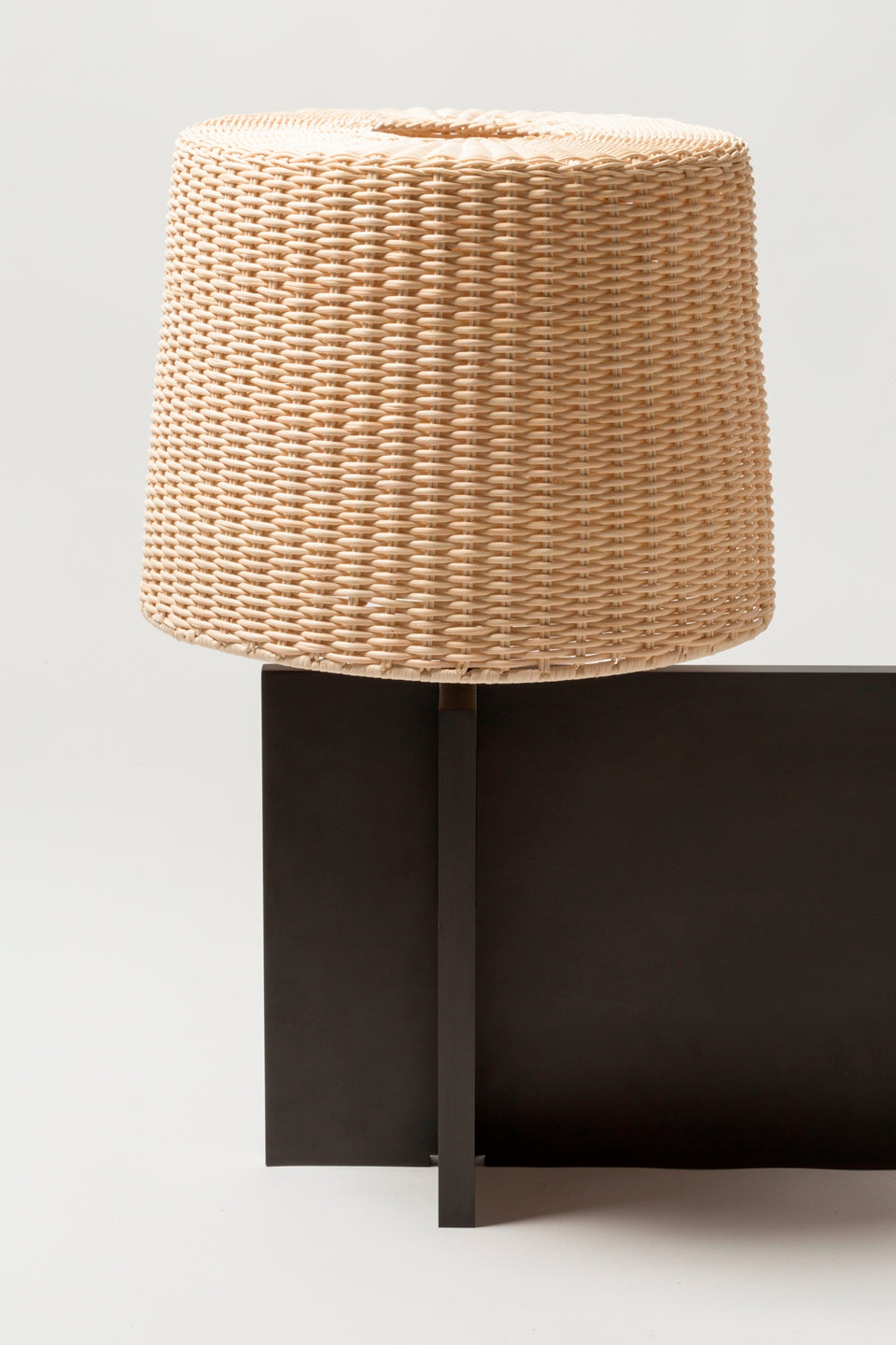 x Stéphane Parmentier Lipari Woven Rattan Table Lamp On Aluminium Base