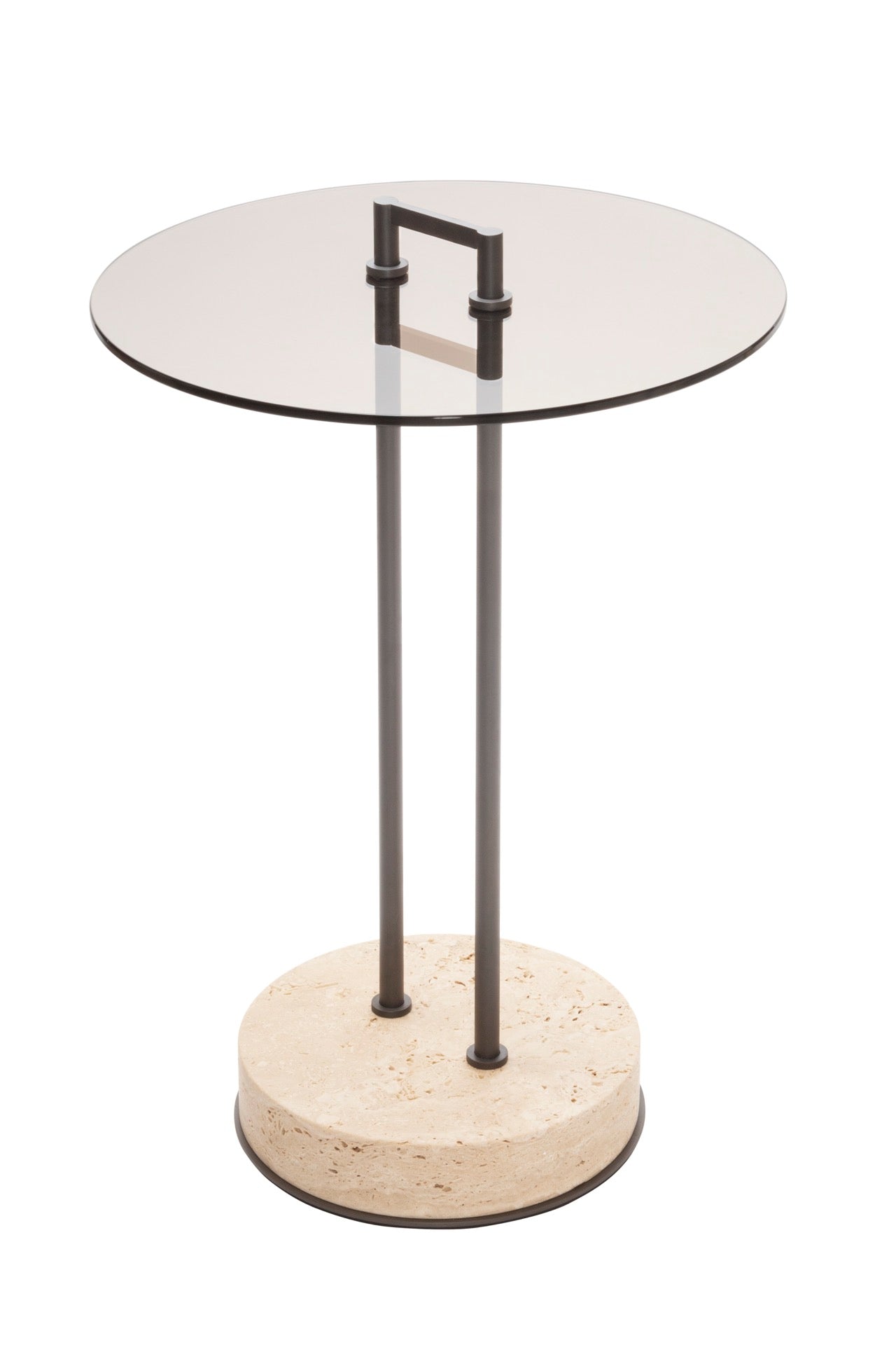 Urbino Marble Occasional Table with Metal Structure and Glass Top