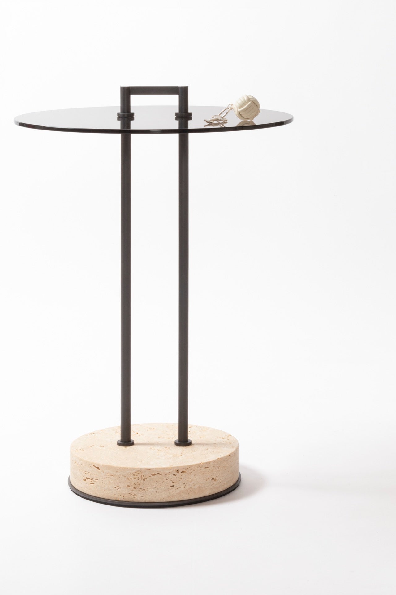 Urbino Marble Occasional Table with Metal Structure and Glass Top