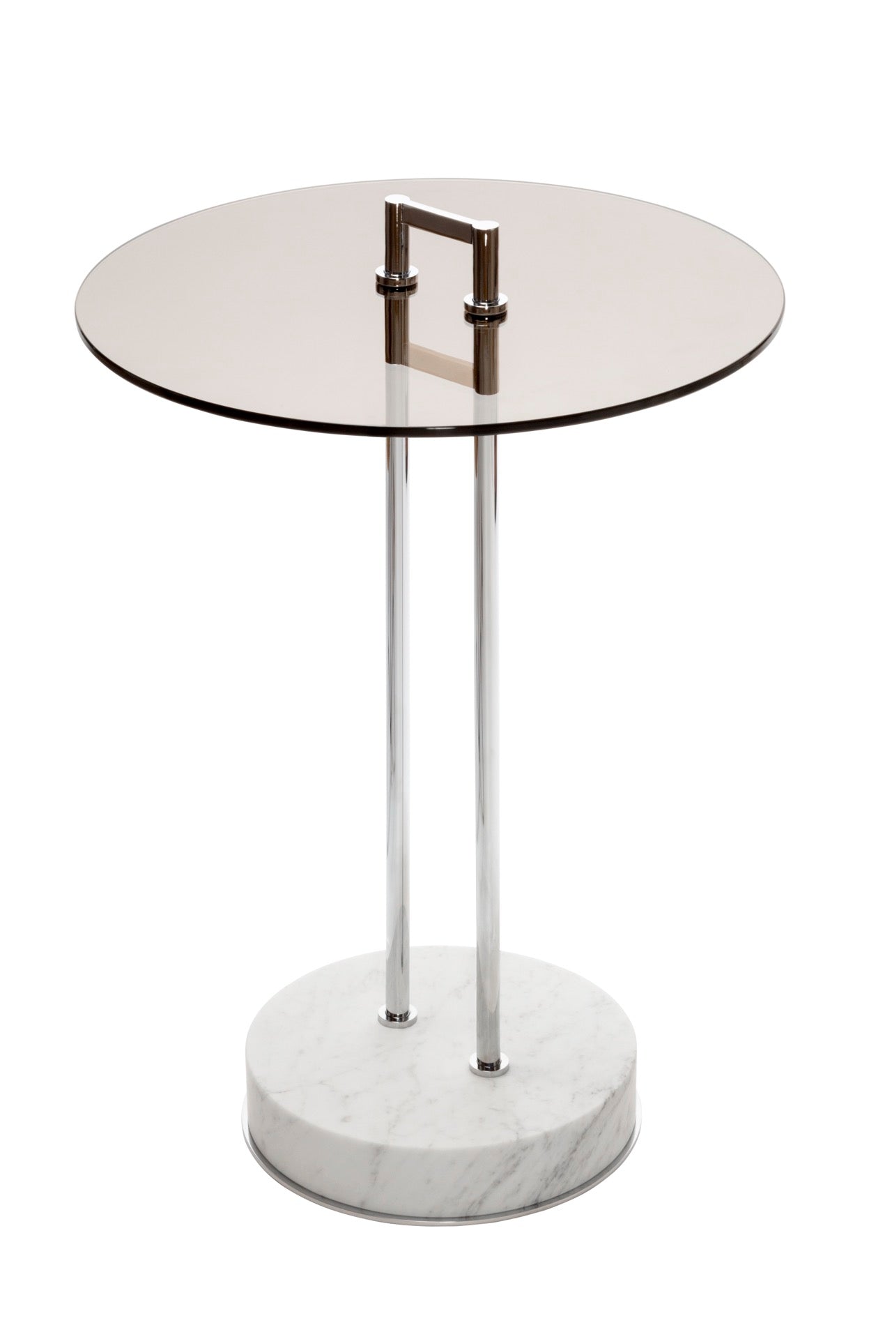 Urbino Marble Occasional Table with Metal Structure and Glass Top