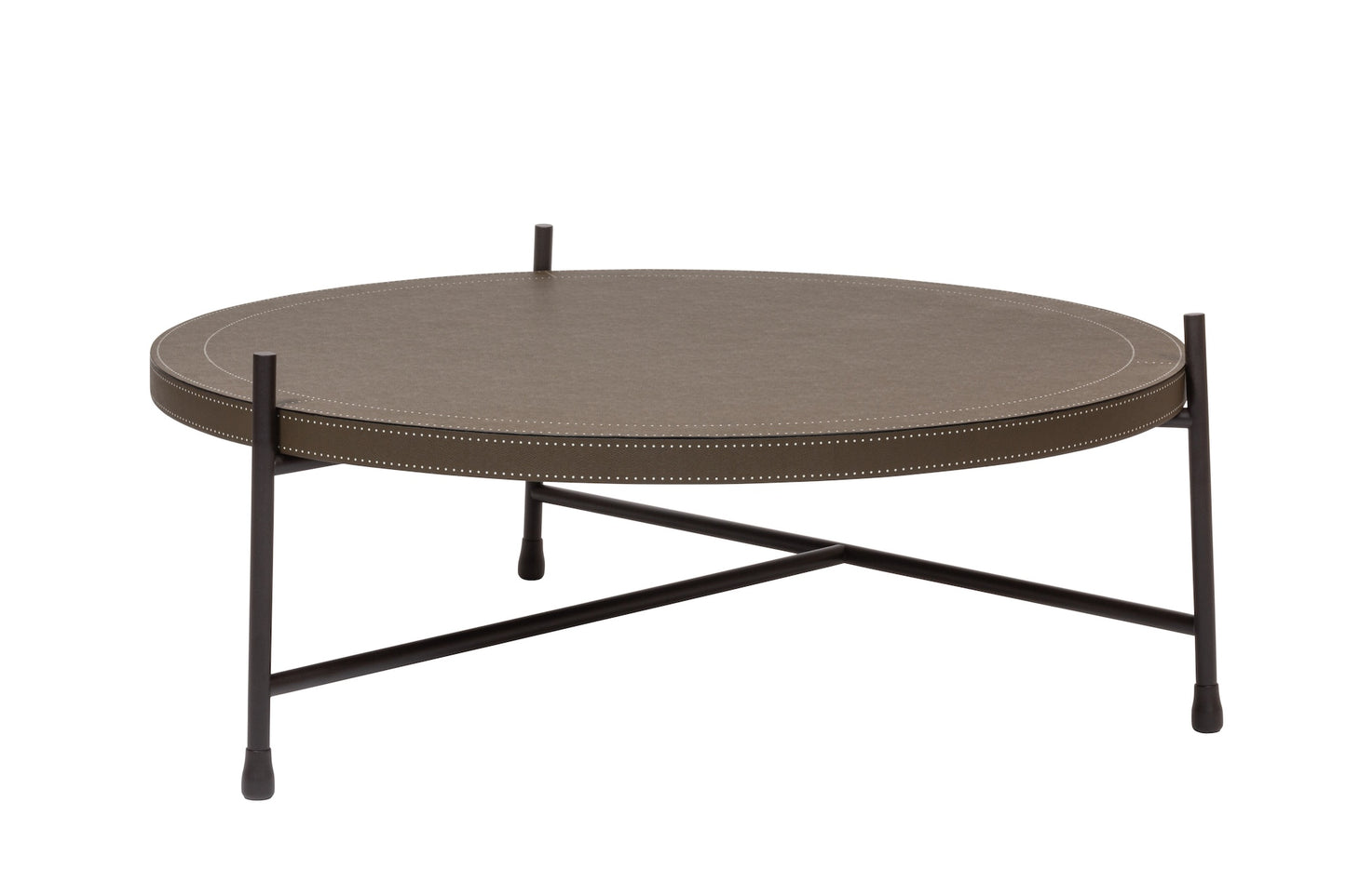 Giobagnara × Stéphane Parmentier Oblivion | Round Leather Coffee Tables: Leather tops in off-white or dark brown with bronze frame | Furniture / Coffee Tables | 2Jour Concierge, your luxury lifestyle shop | luxury interiors, hospitality décor, boutique hotels, yacht décor, executive offices, refined living