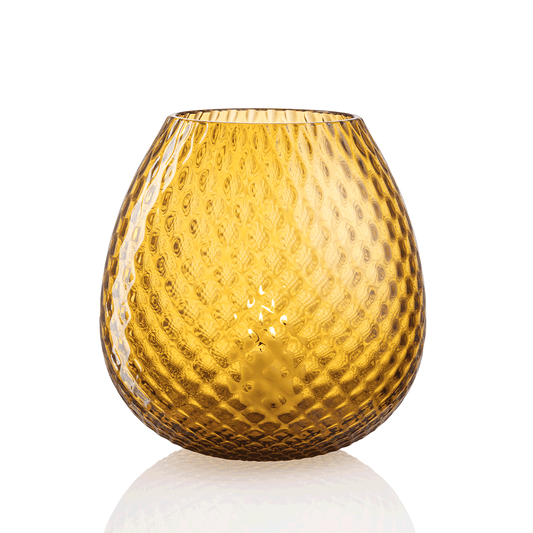 NasonMoretti Macramè candle holders – XL & XXL | Statement pieces handcrafted in Murano glass with refined "balloton" texture | Available in a bold color palette including amber, grey, brown, ruby red, soraya green, and violet | These oversized candle holders bring a sculptural elegance and vibrant glow to any space | Design by NasonMoretti | Home decor & candle holders | 2Jour Concierge, your luxury lifestyle shop