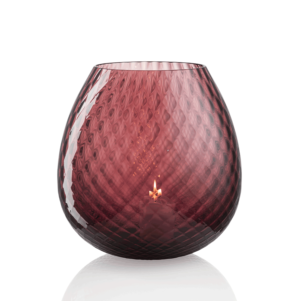 NasonMoretti Macramè candle holders – XL & XXL | Statement pieces handcrafted in Murano glass with refined "balloton" texture | Available in a bold color palette including amber, grey, brown, ruby red, soraya green, and violet | These oversized candle holders bring a sculptural elegance and vibrant glow to any space | Design by NasonMoretti | Home decor & candle holders | 2Jour Concierge, your luxury lifestyle shop