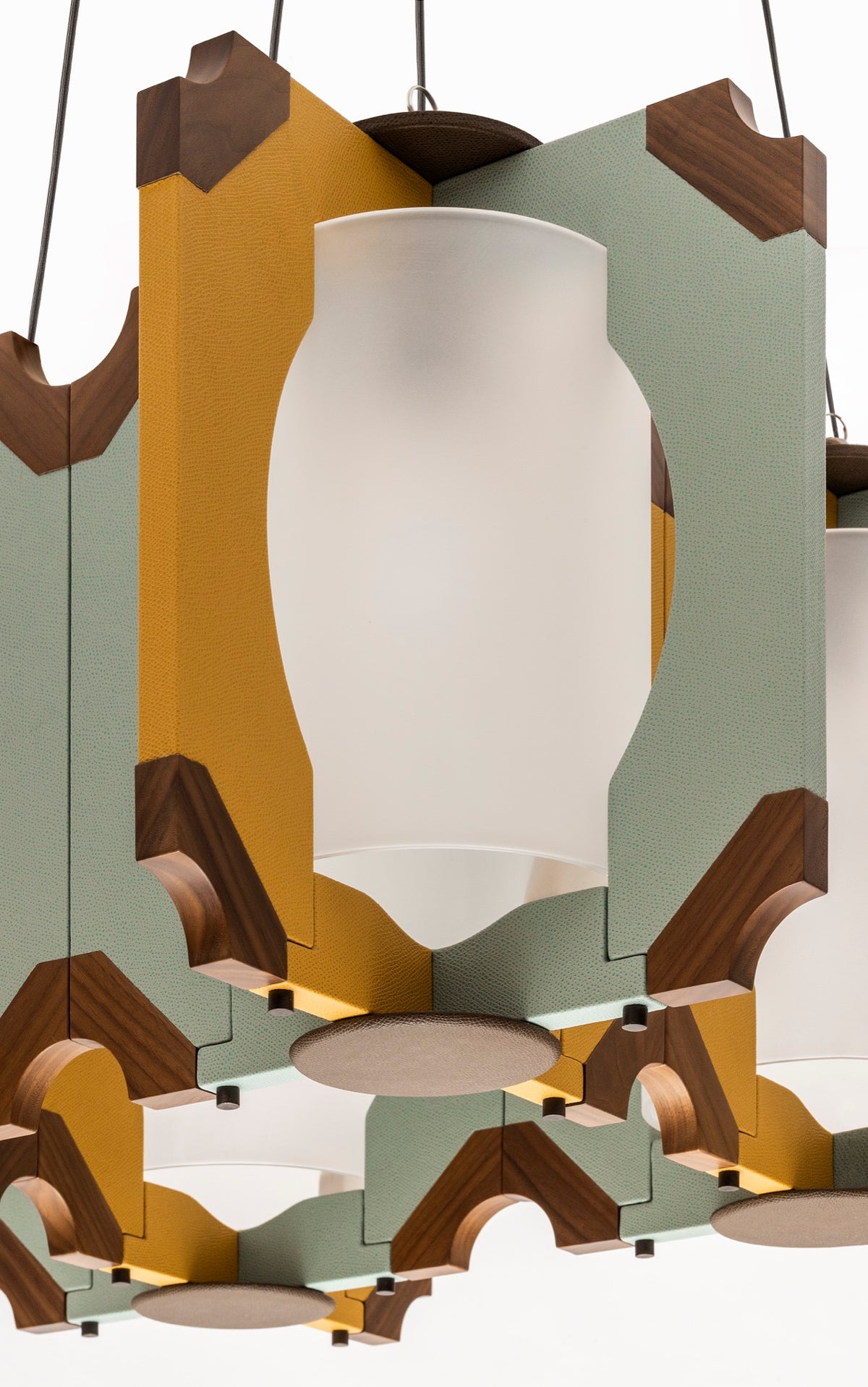 x Martino Gamper Margo Wood & Leather Ceiling Lamp