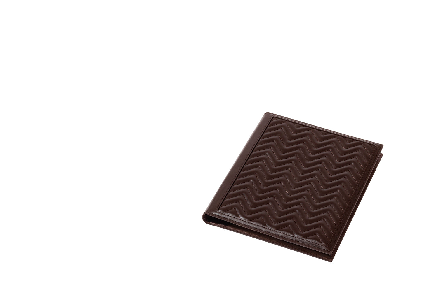 Rivière Herringbone Notepad Holder | Leather notepad holder featuring a padded quilted herringbone pattern with a side pencil holder and pen | Includes a notepad made of 70 ivory paper sheets | Available in small (A6), medium (A5), and large (A4) sizes | Office Accessories | 2Jour Concierge, your luxury lifestyle shop