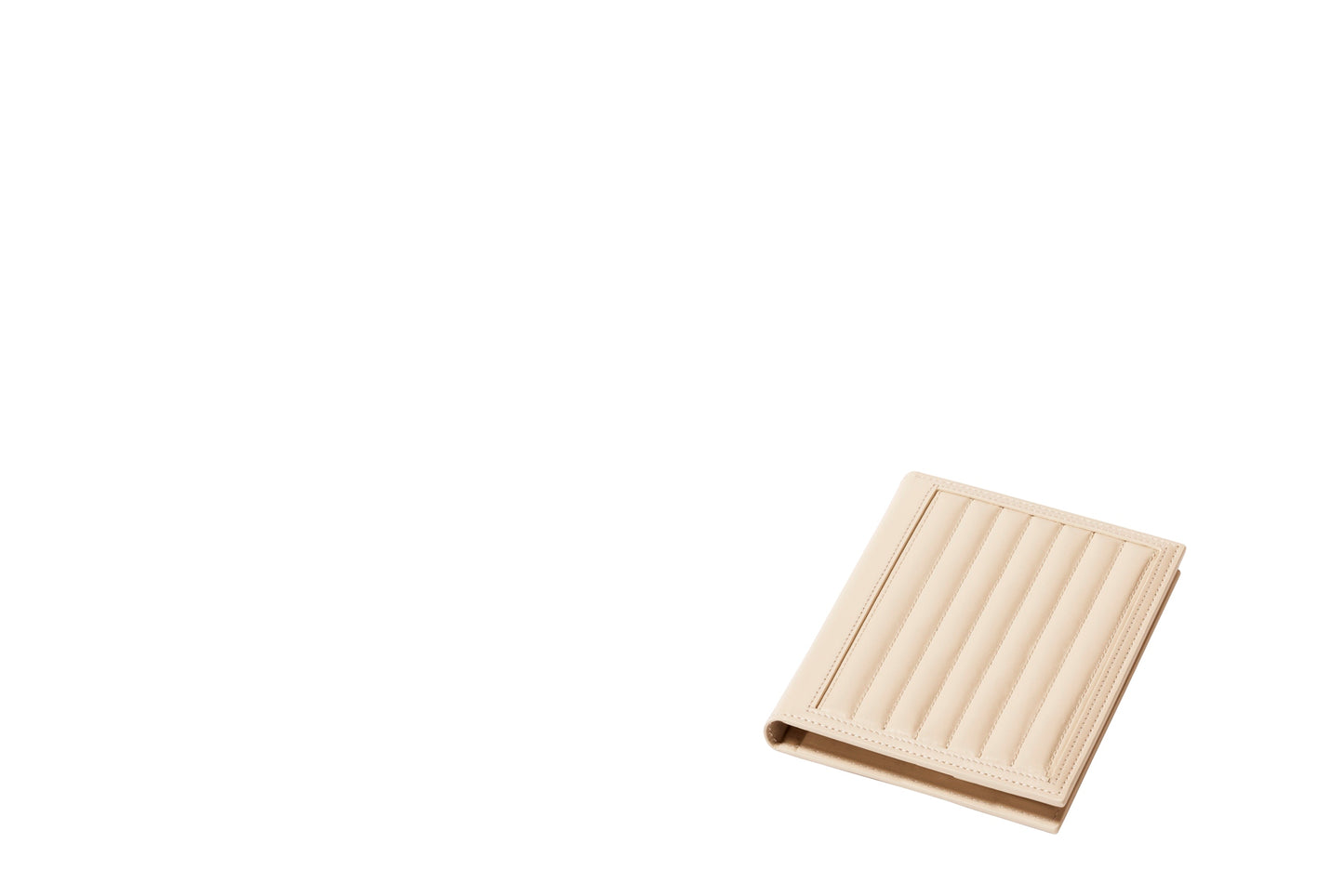Rivière Lines Notepad Holder | Leather notepad holder featuring a padded quilted lines pattern with a side pencil holder and pen | Includes a notepad made of 70 ivory paper sheets | Available in small (A6), medium (A5), and large (A4) sizes | Office Accessories | 2Jour Concierge, your luxury lifestyle shop