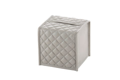 Elba Quilted Diamonds Leather Tissue Holder Square